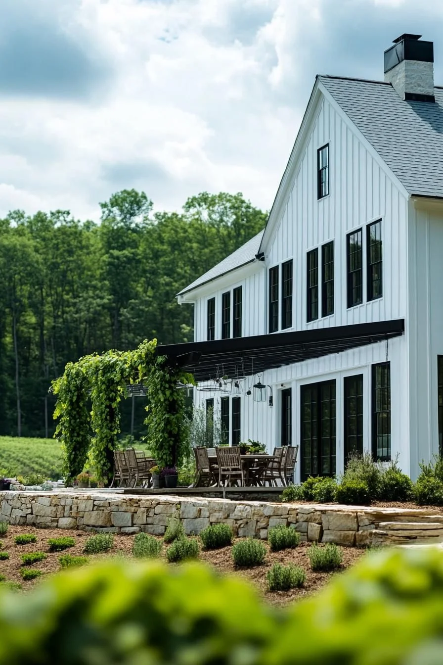 An Elegant Farmhouse With a Green Veranda