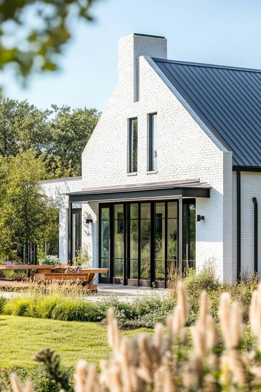 Whitewashed Brick With Contemporary Steel Elements