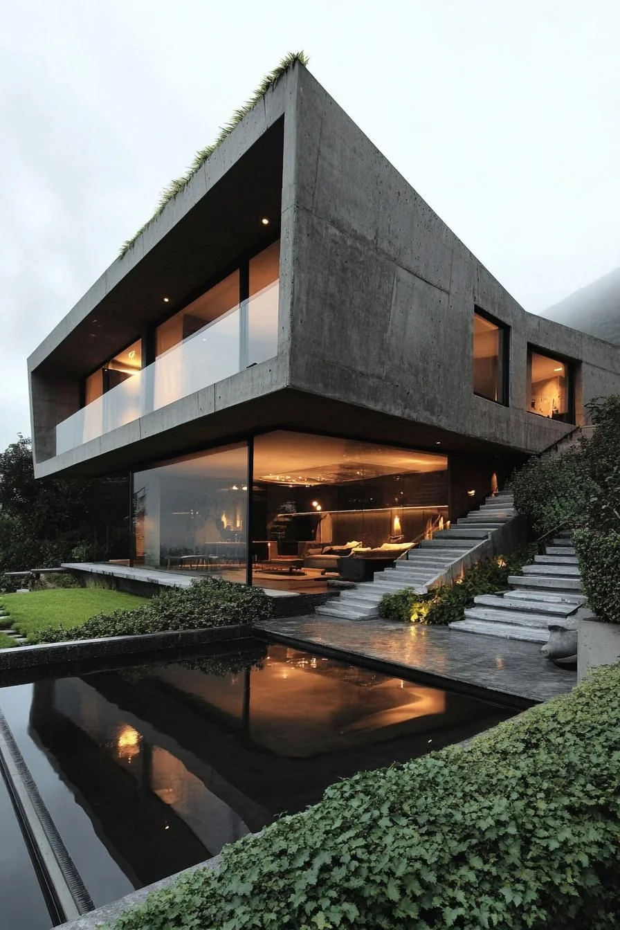 Sleek Concrete Retreat Beside the Pool