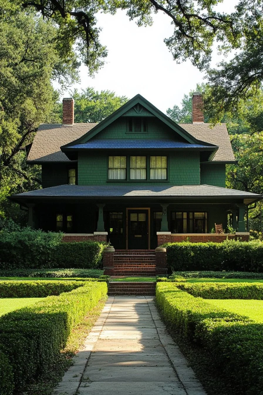 A Lush Farmhouse with an Inviting Front Walk