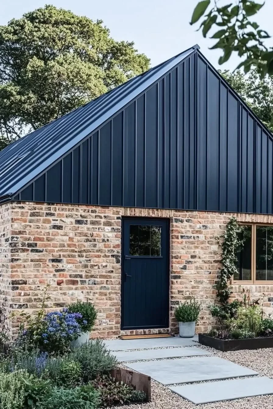 Indigo Barn House With Brick Details