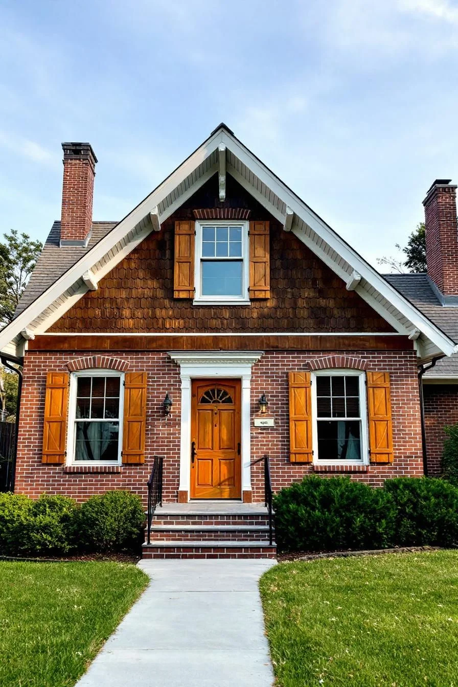Brick Home with Wooden Shutters