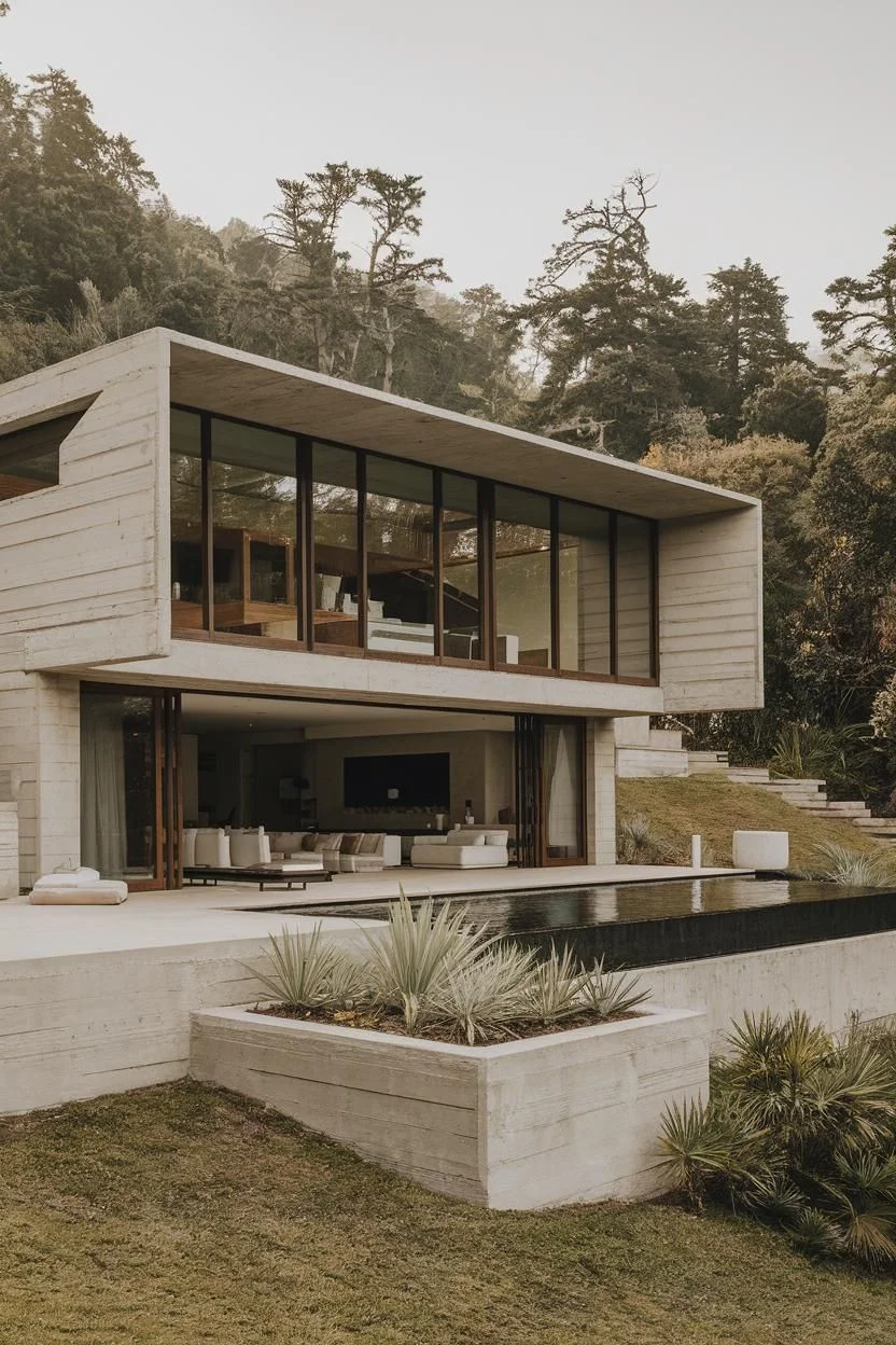 A Concrete Retreat Set in the Forest