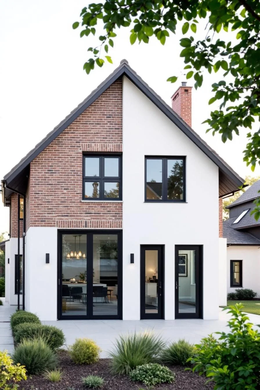 A Modern Brick and Stucco Farmhouse