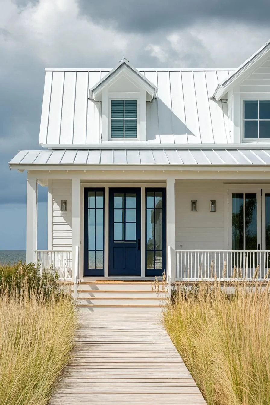 A Coastal House with a Blue Front Door