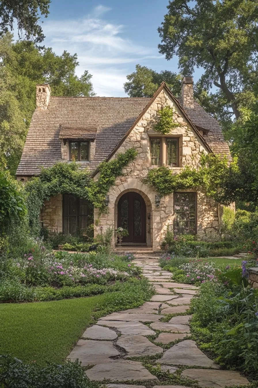 Blossom-Covered Stone Cottage