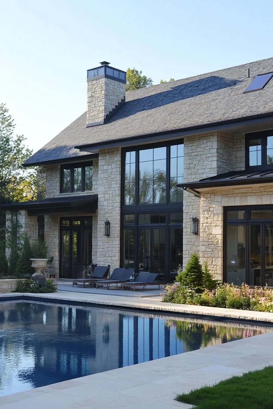 A Stately Poolside Retreat in Stone