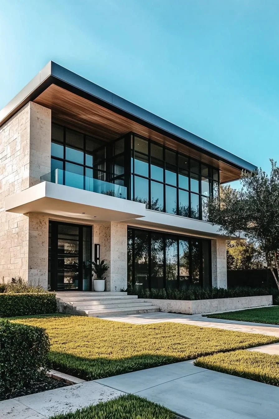 Modern Architecture Blending Stone and Glass
