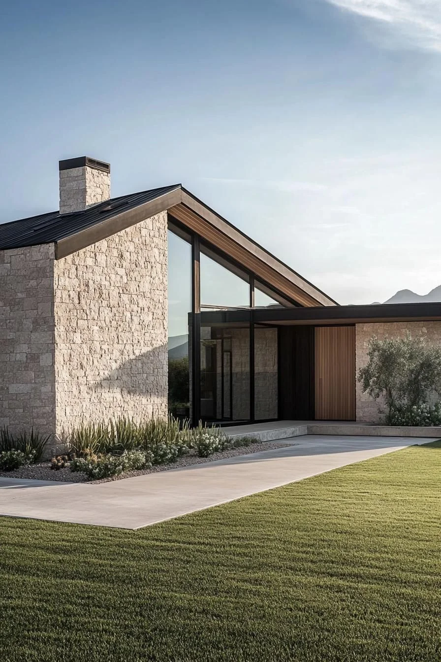 A Modern Home Built From Stone and Glass
