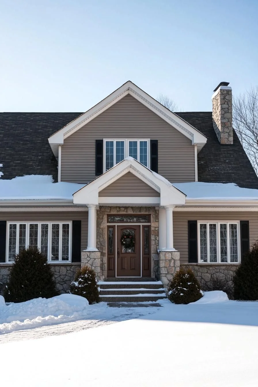 A Cozy Stone Haven Dusted in Snow