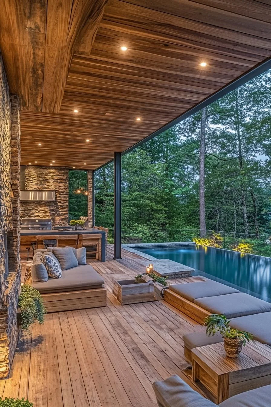 Woodland Escape: A Tranquil Poolside Lounge