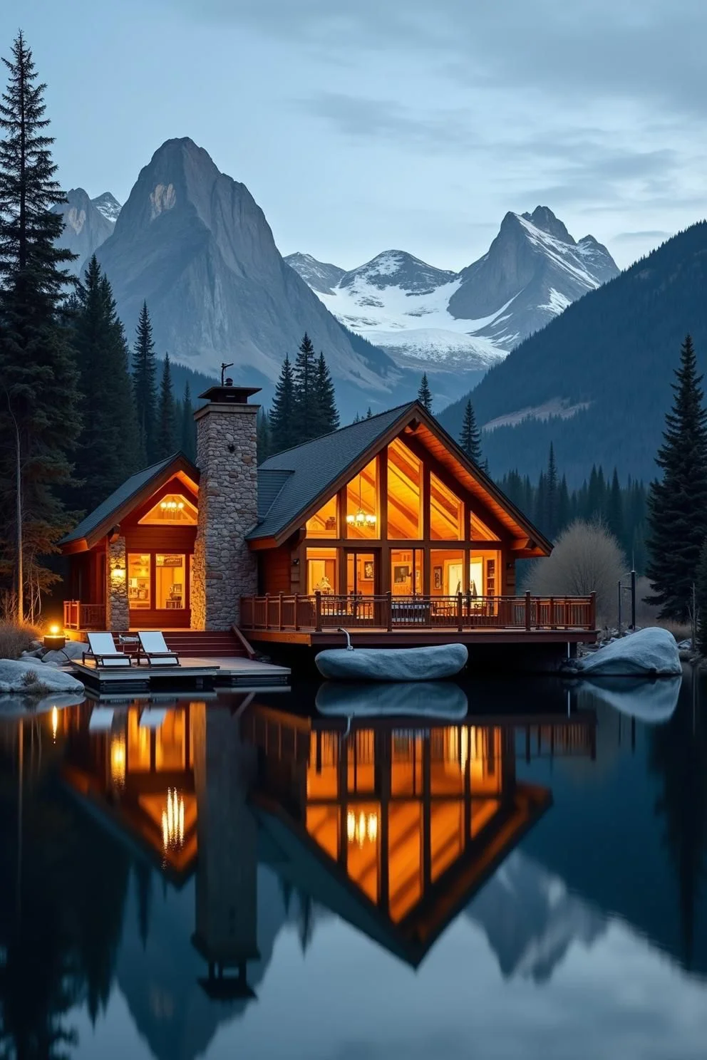 A Timber Retreat Beside Mirror Lake