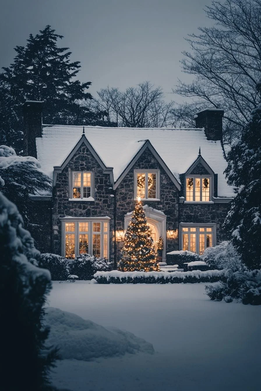 Enchanting Winter Wonderland Stone House