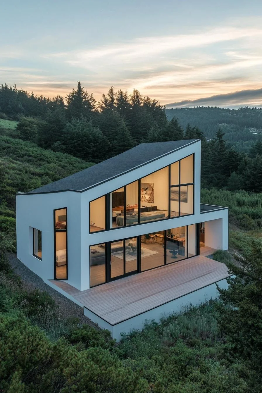 A Hillside Home With Geometric Lines