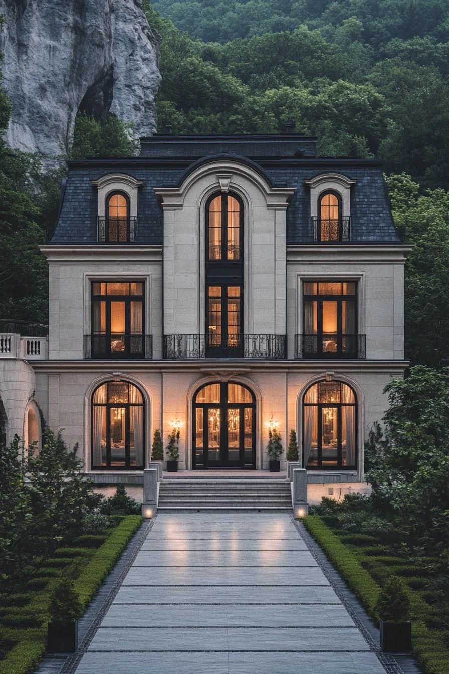 Modern Neoclassical Elegance Set in the Woods