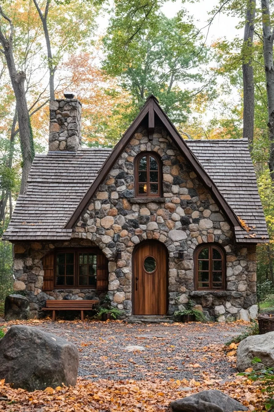 A Rustic Stone Cottage Hidden in the Woods
