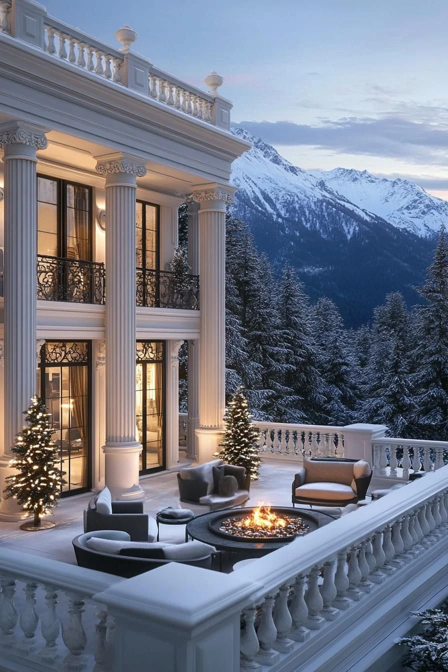 Column-Lined Winter Retreat