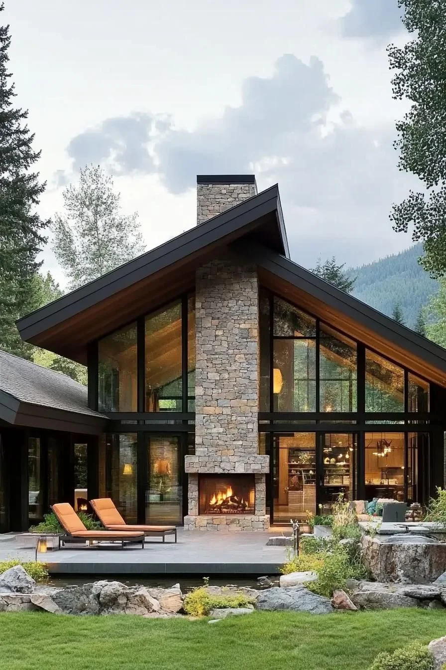 Glass-Front Gable House With Mountain Views
