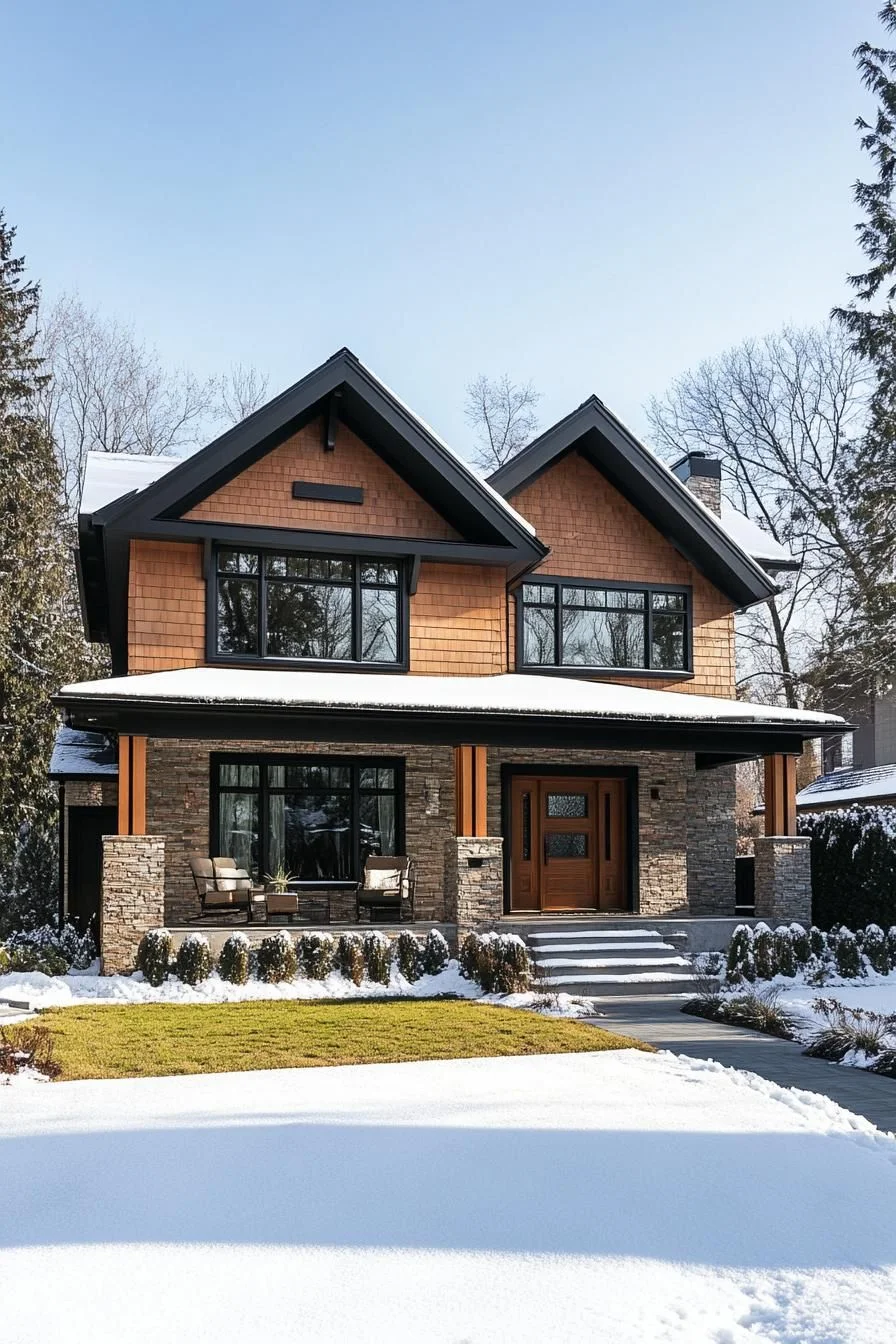 A Snow-Covered Craftsman Home