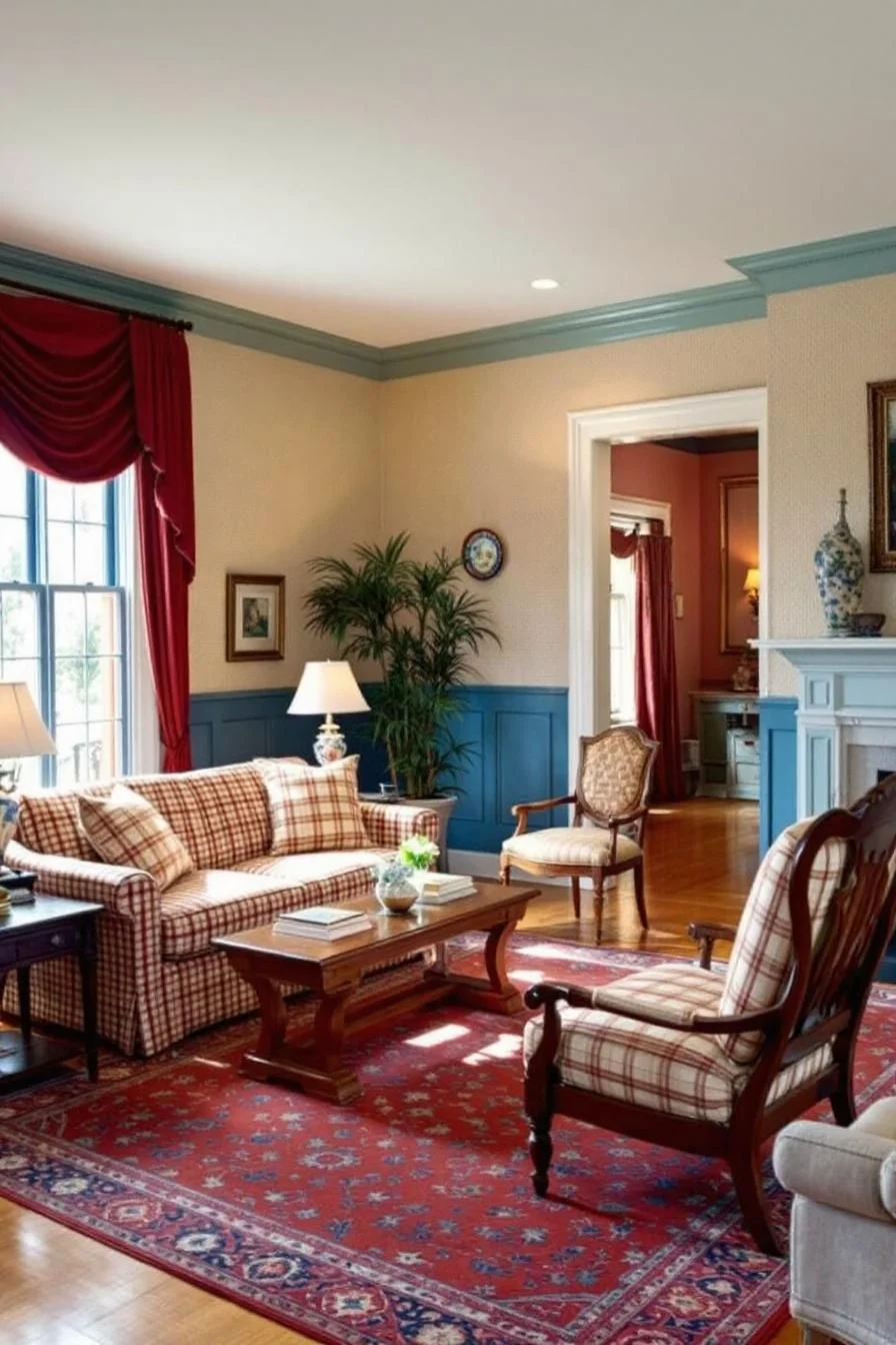 Plaid Patterns and Persian Rug Accents