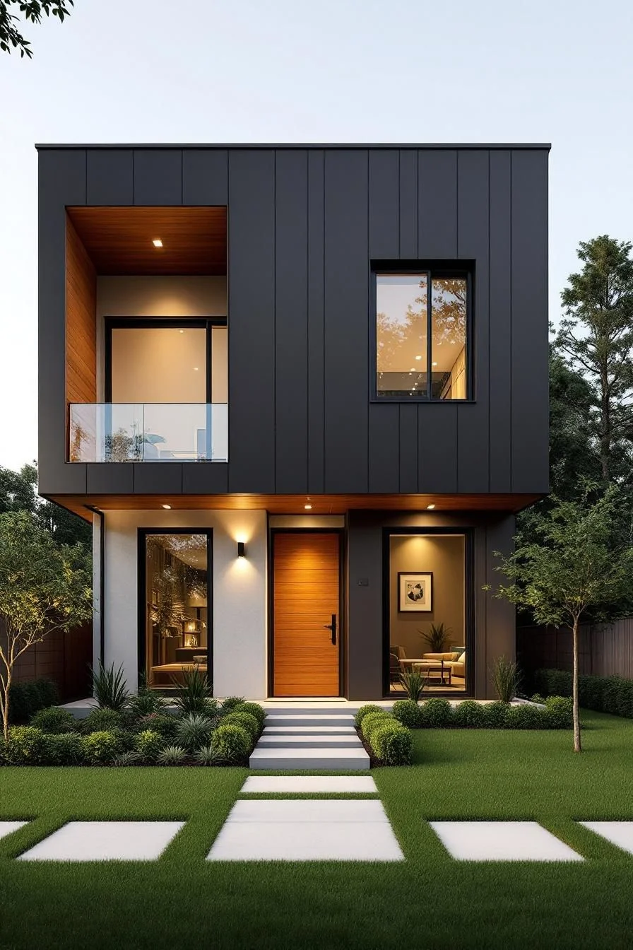 A Modern Entryway Framed in Wood