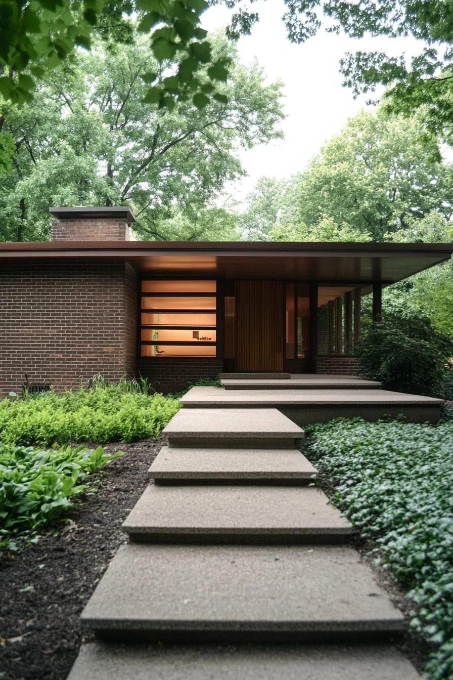 Brick and Glass Home in the Woods