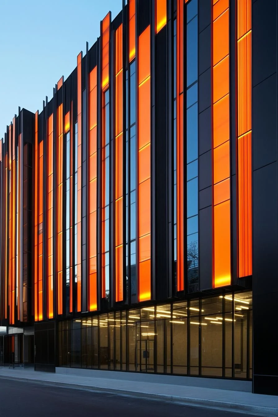 Urban Facades Lit in Bold Stripes