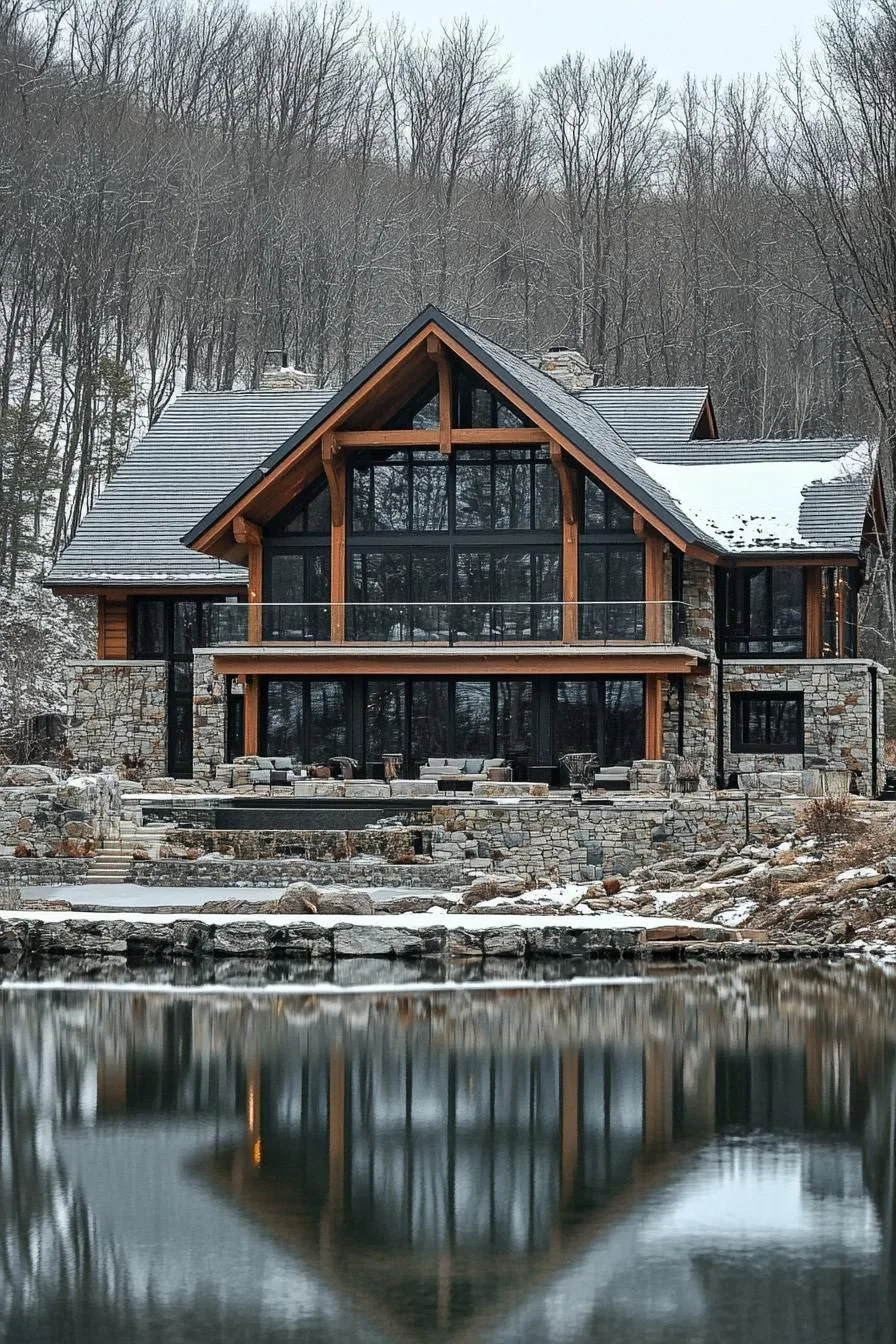 Snowy Chalet With Mirror-Like Views