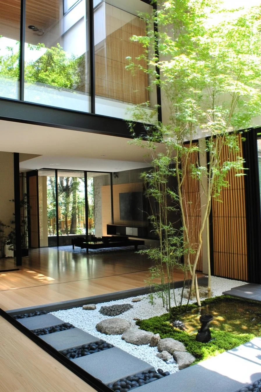 A Modern Courtyard Framed by Bamboo