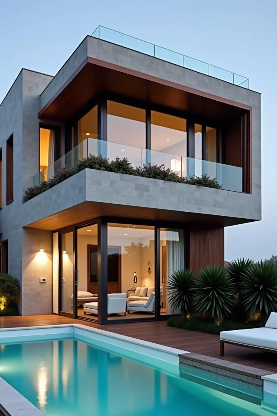 Azure Pool Beside an Opulent Cube