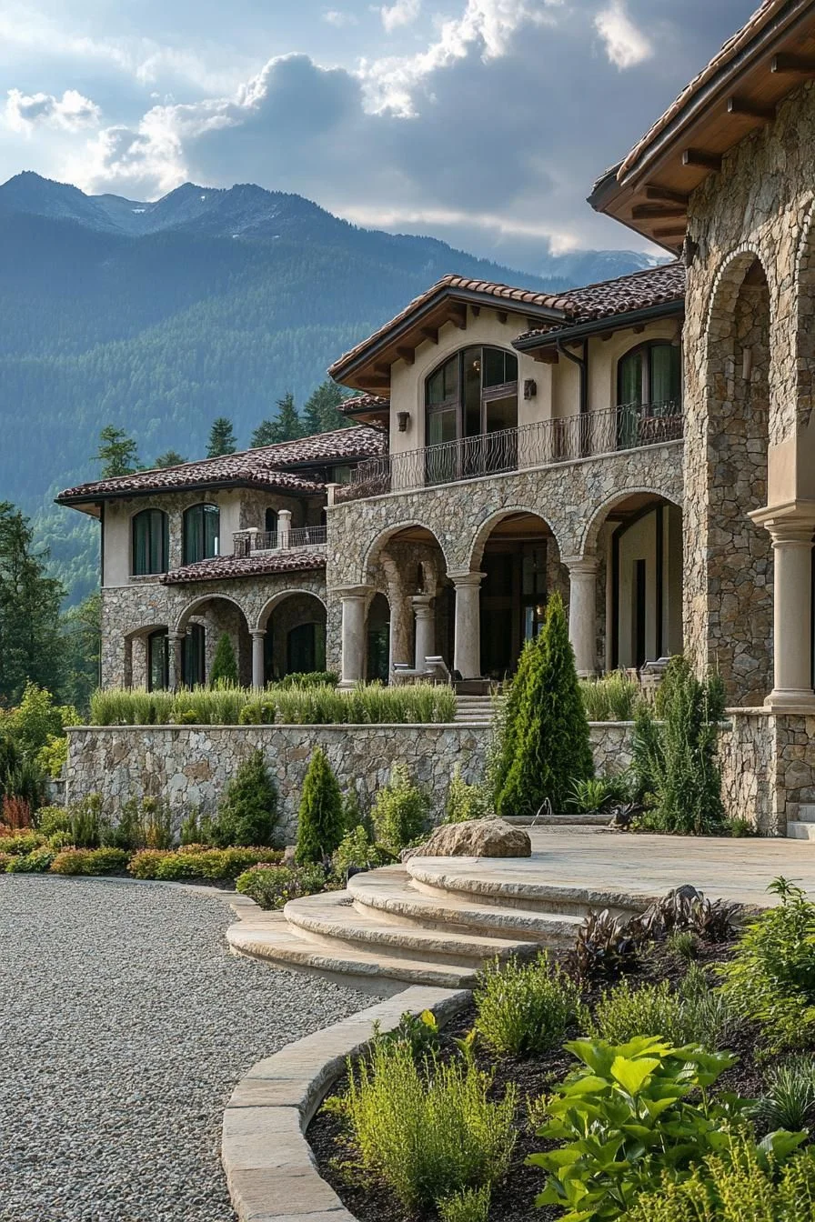 A Luxury Stone Mansion in the Mountains
