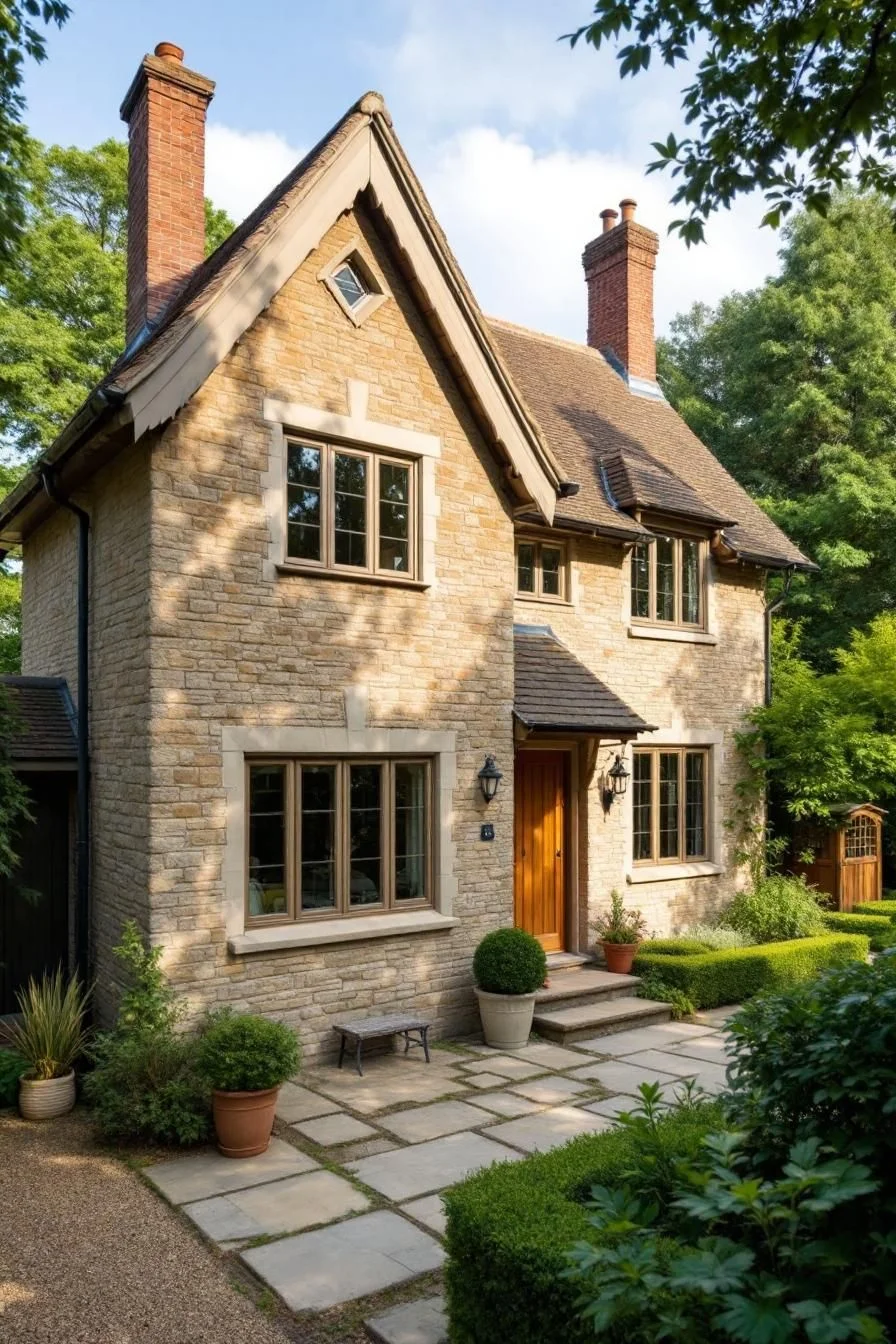 A Stone Cottage with a Sunlit Patio