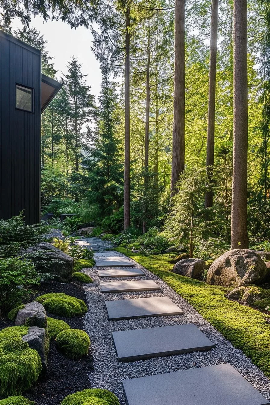 Calm Walkway Beneath Tall Trees