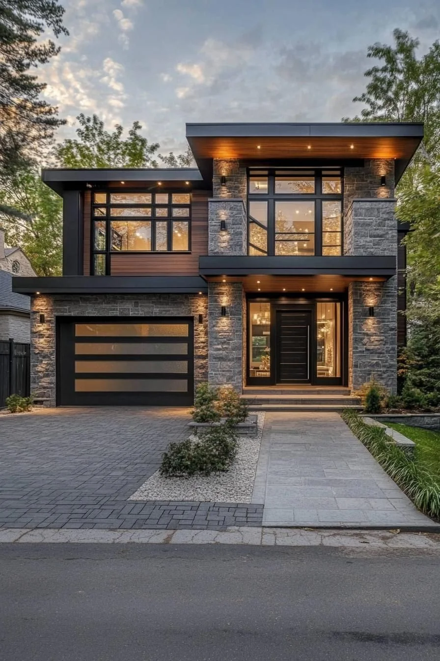 A Villa With a Sleek Stone Facade