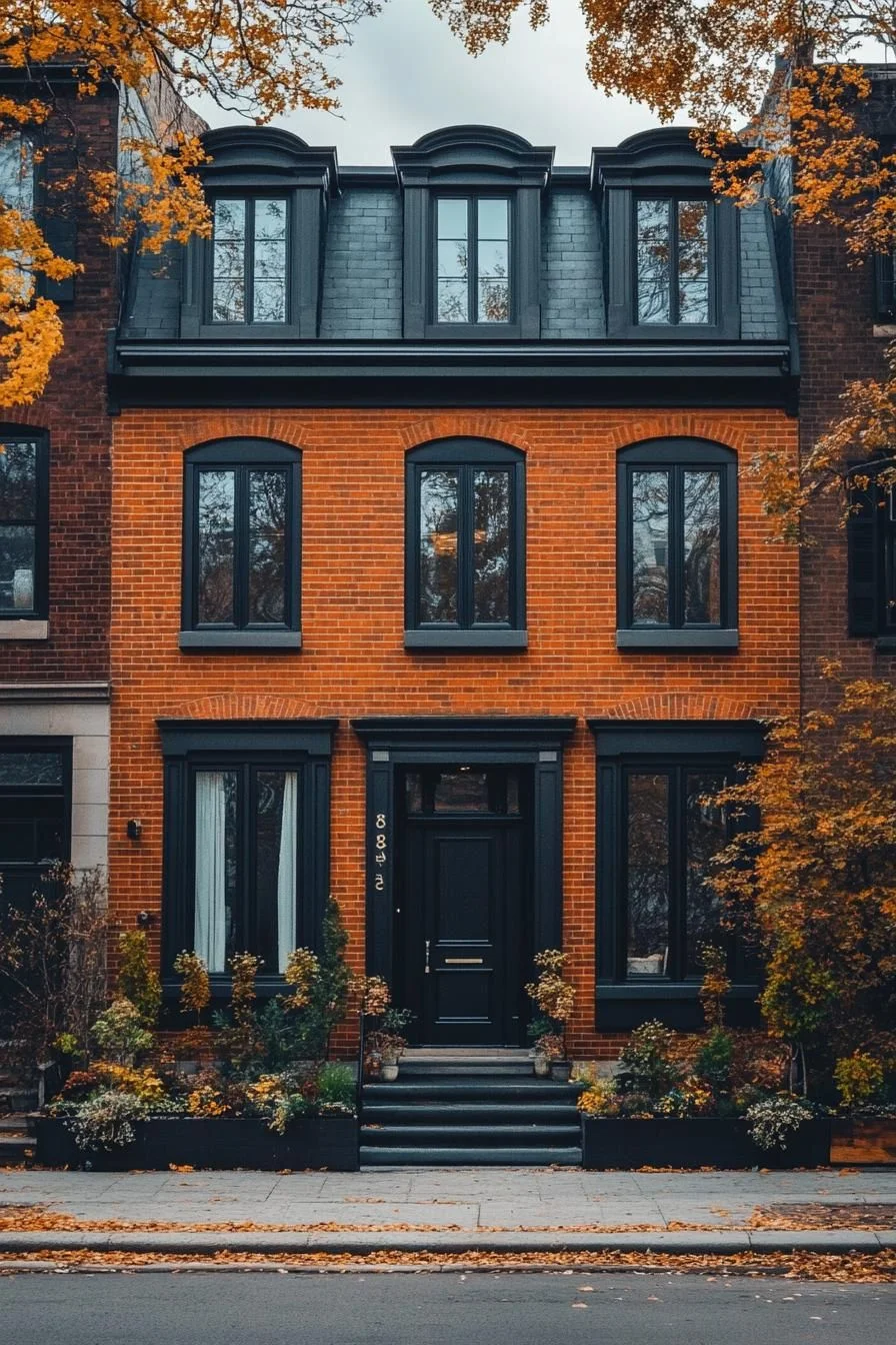 Brick Townhouse Surrounded By Autumn Color