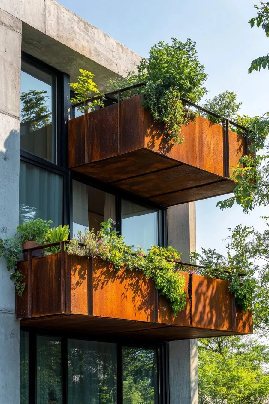Rustic Balcony Gardens Built From Steel