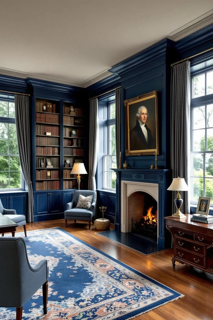 Blue-Toned Colonial Elegance