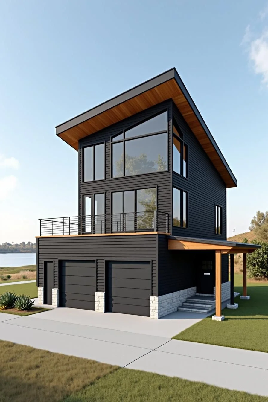 Sunlit Garage House With Shadow Play