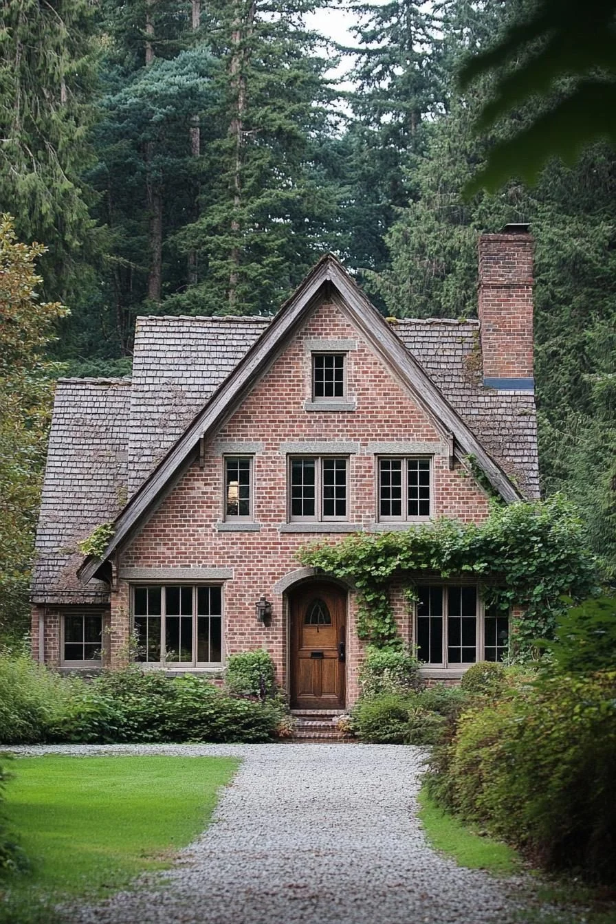 A Rustic Brick Bungalow Among Pines