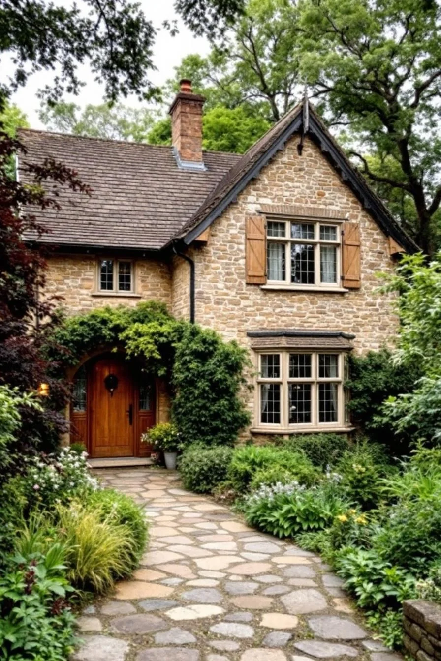 A Stone Cottage Wrapped in Leaves