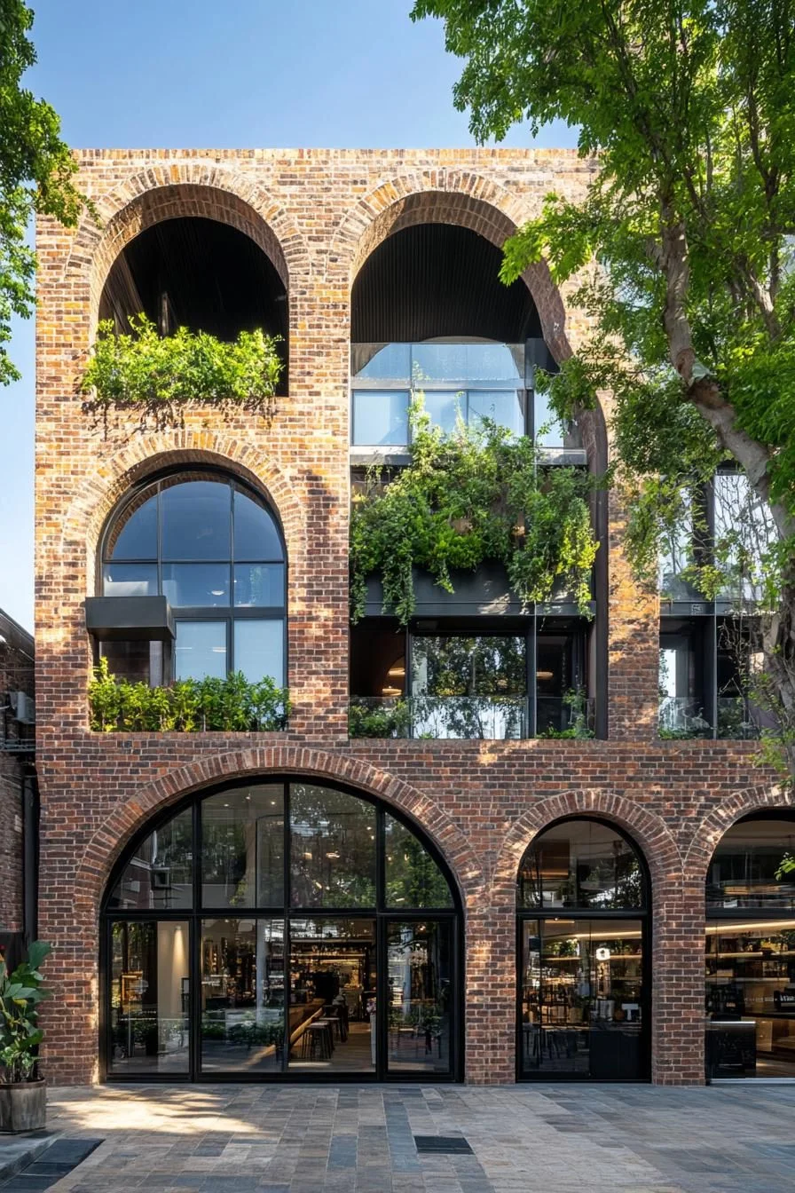 Brick Arches Framed in Greenery