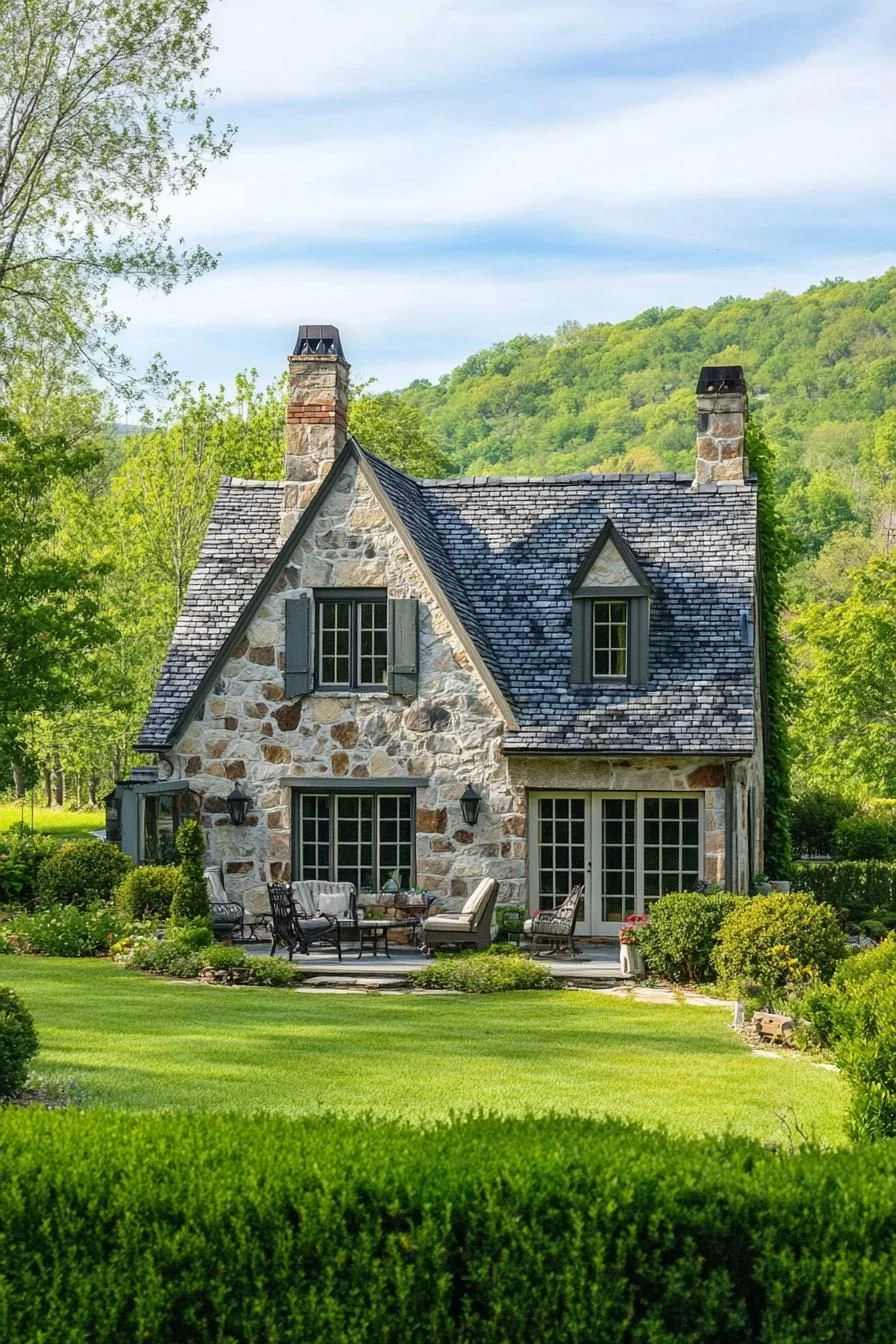 Stone Cottage Surrounded by Dense Foliage