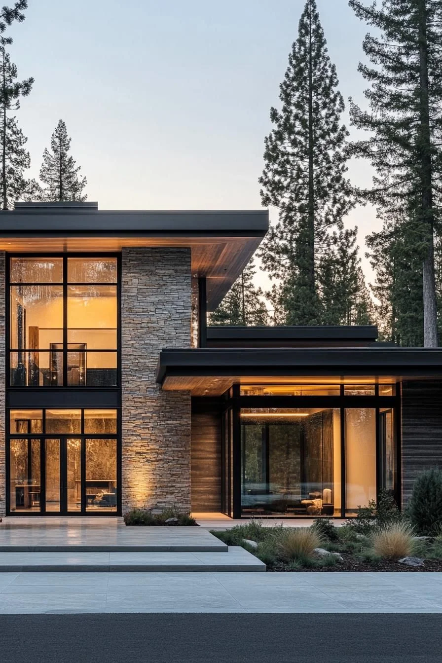 A Modern Home Framed in Stone