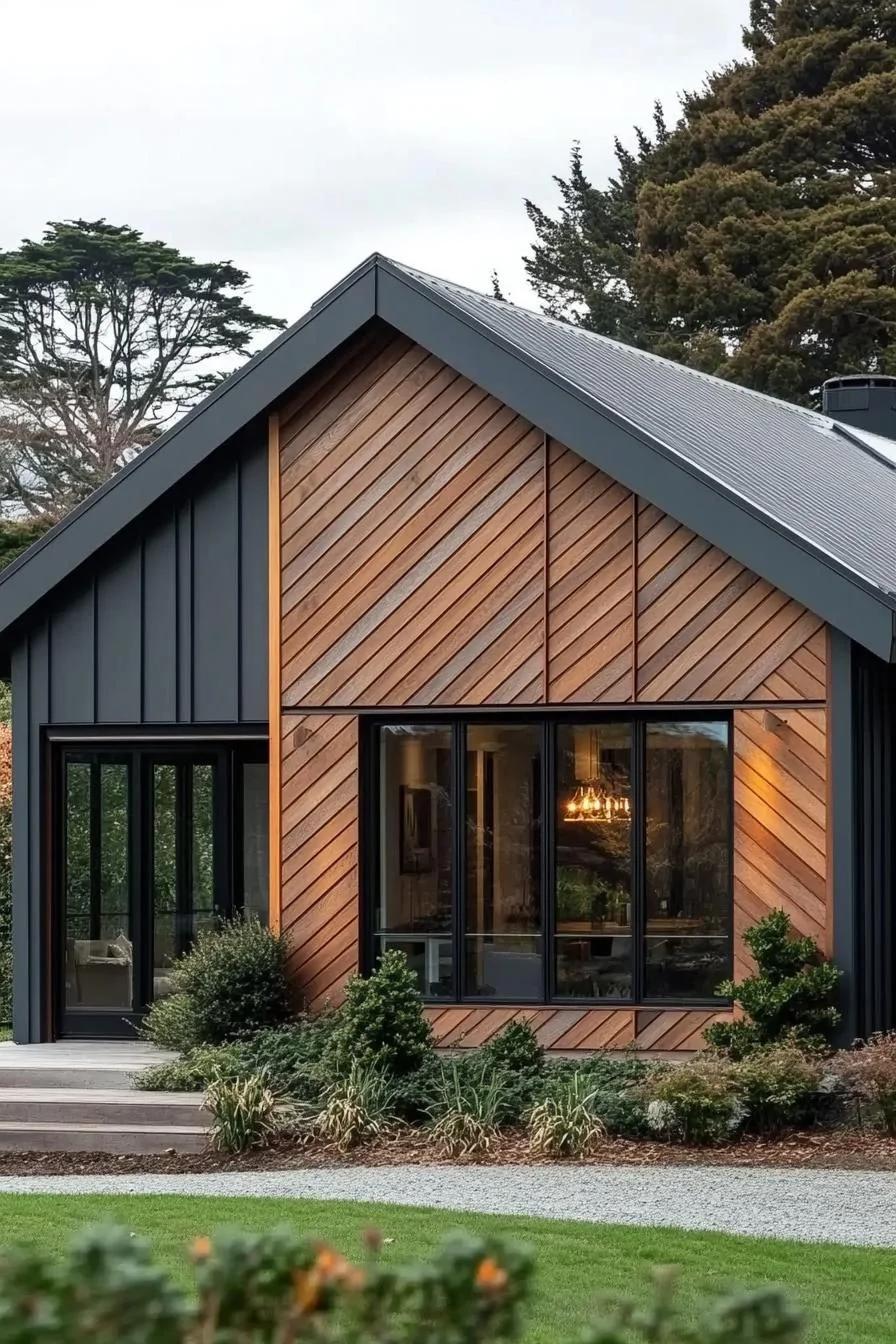 Chevron Pattern in a Timber Facade