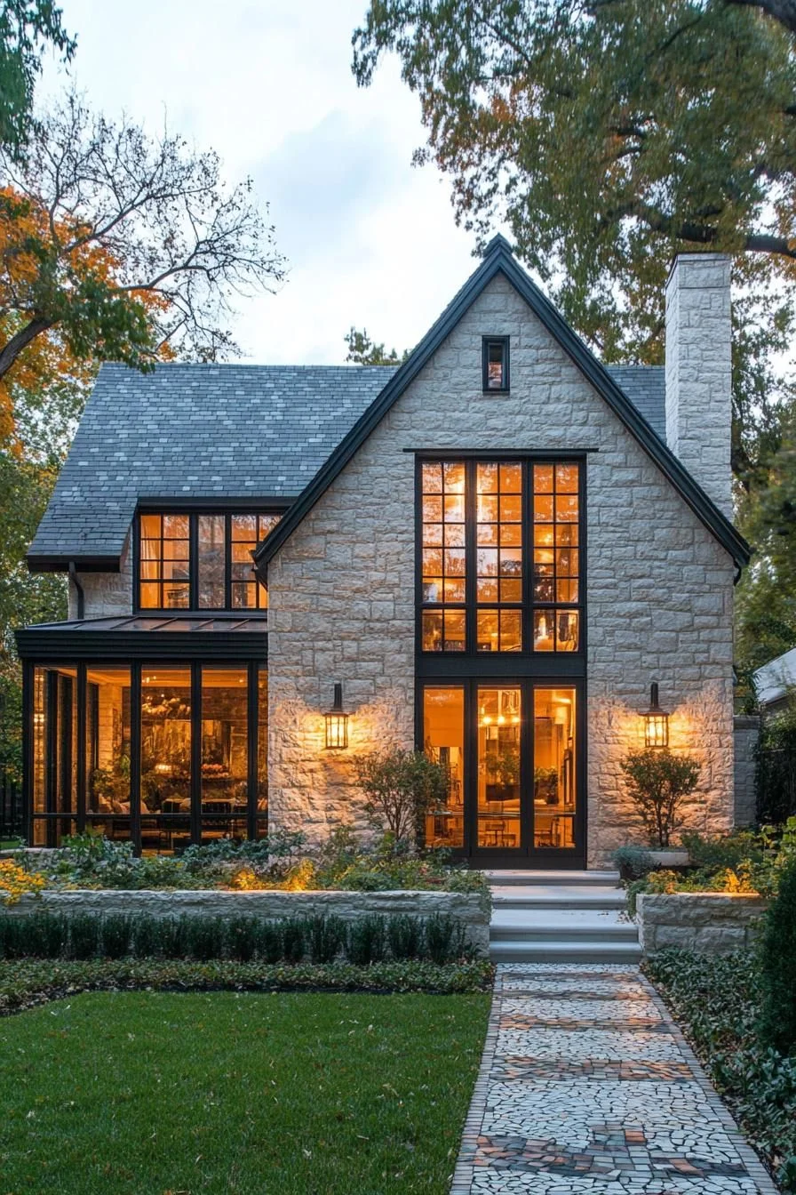 Glistening Stone Chateau with a Mosaic Entrance