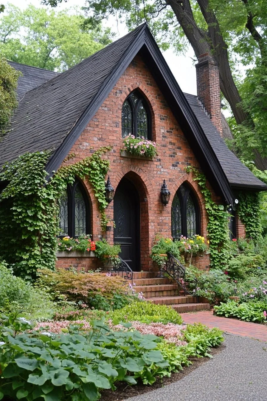 A Brick Oasis Curled in Vines