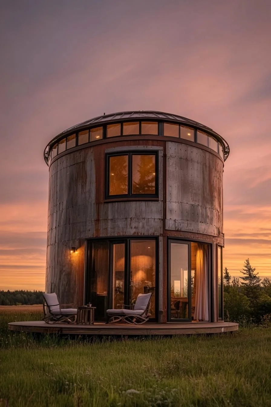 A Silo House Under a Dreamy Sky