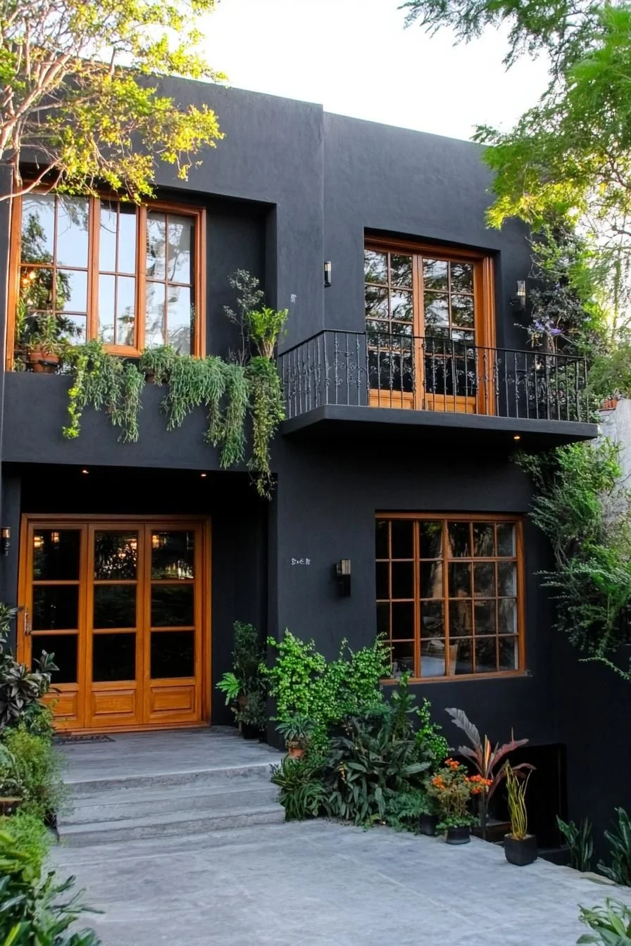 A Dark-Toned Home With Wood Accents