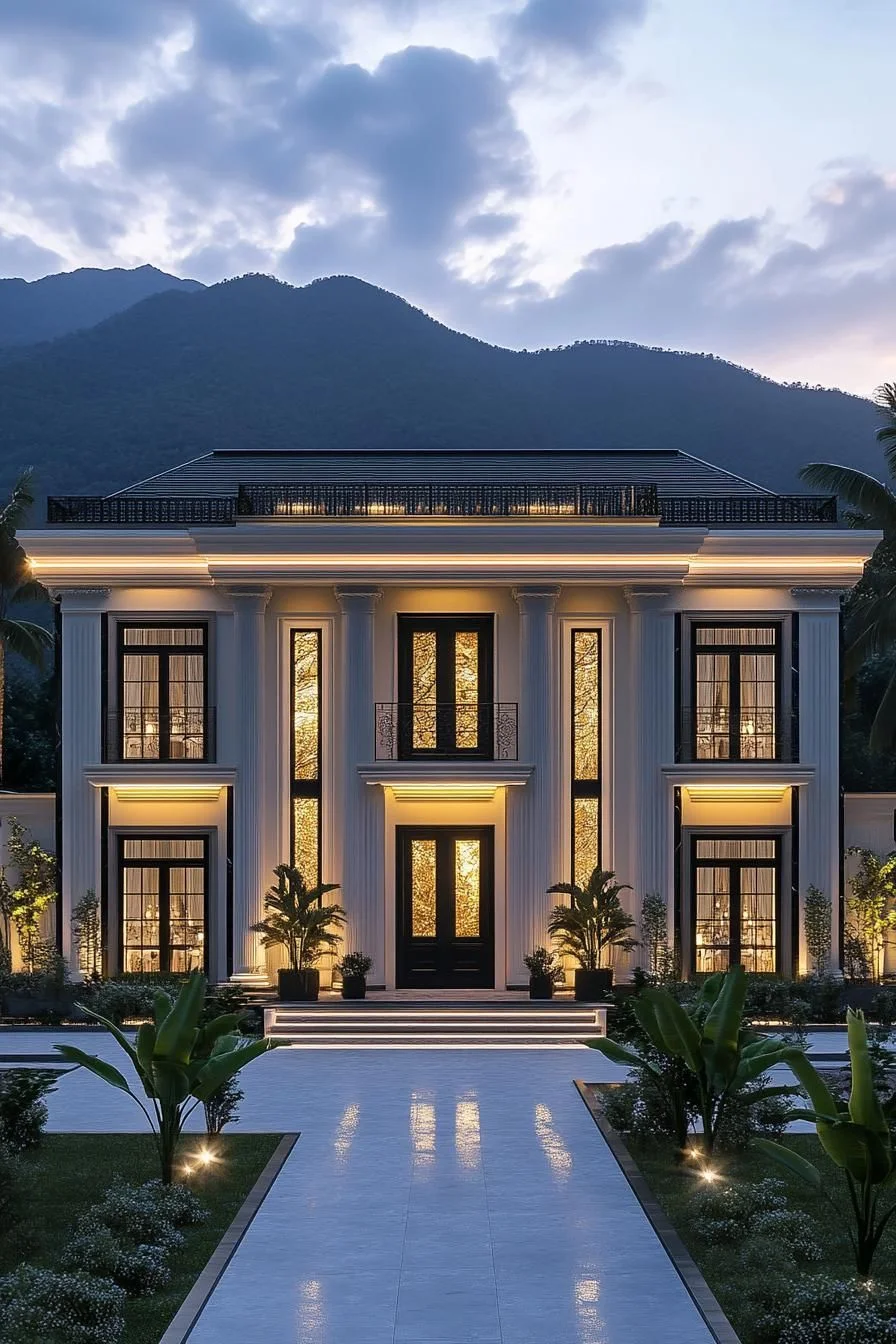 Illuminated Retreat Amid Mountain Peaks