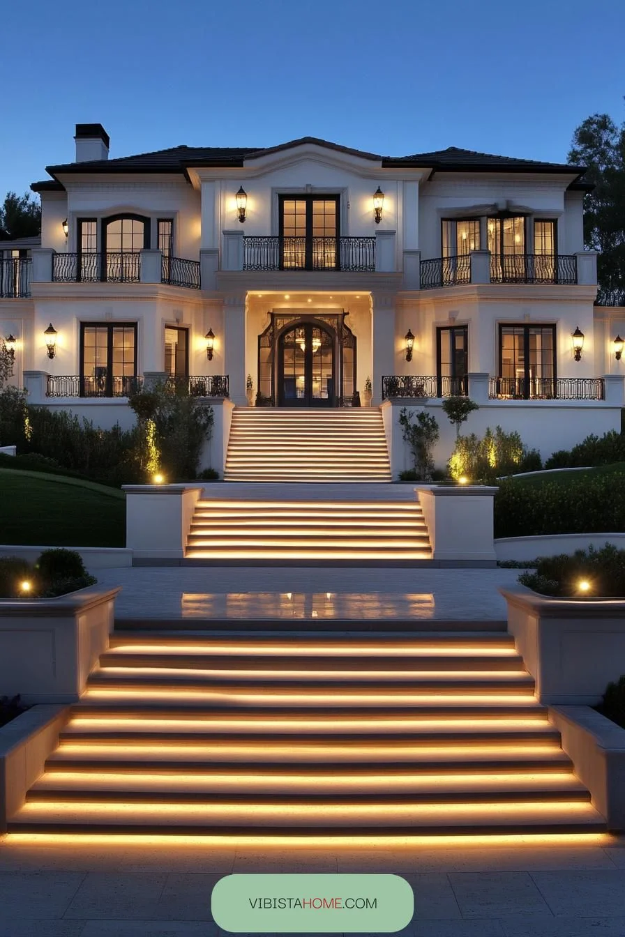 Illuminated Steps and Gleaming Grandeur